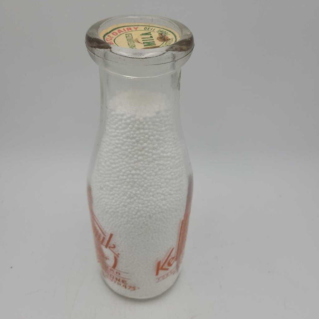 Kellough Bros Dairy Pint Milk Bottle Fort Williams Port Arthur (JEF)