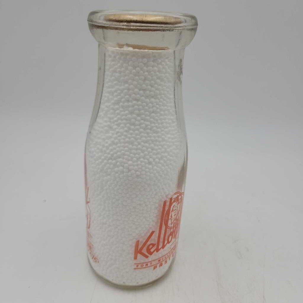 Kellough Bros Dairy Half Pint Milk Bottle Fort Williams Port Arthur (JEF)