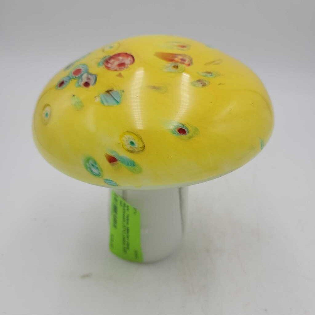 Yellow Millefiori Glass Mushroom (STV)