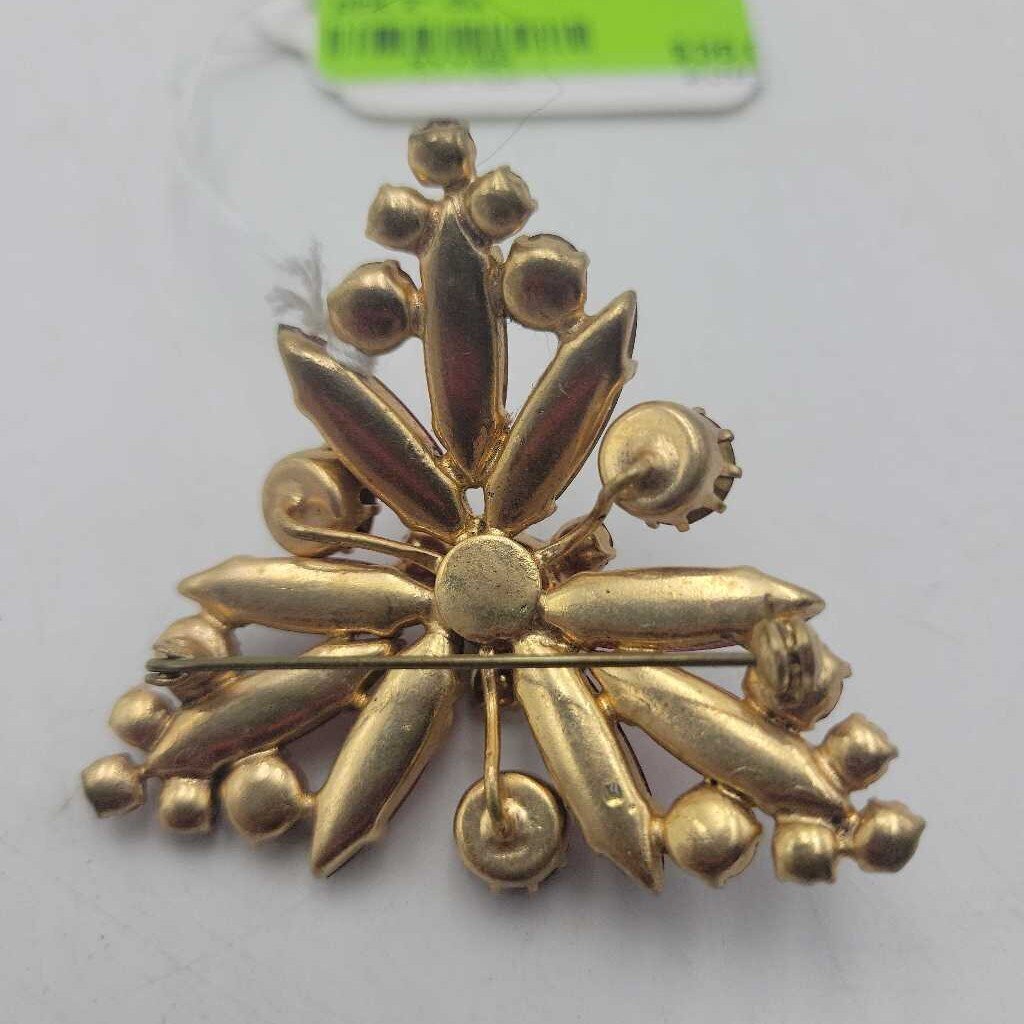 Vintage Pink & Red Rhinestone Brooch - 11952 (VT)