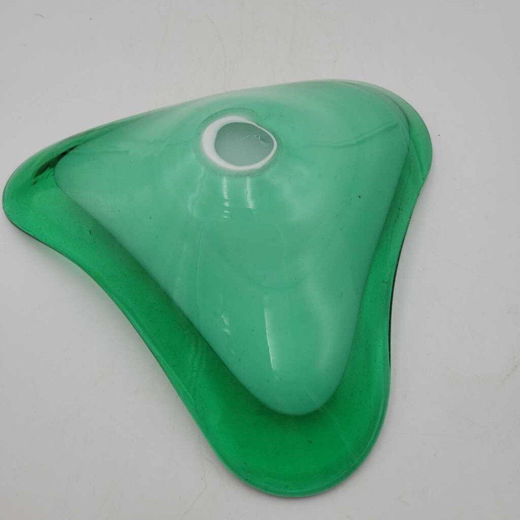 Green Art Glass Dish (YVO) (504)