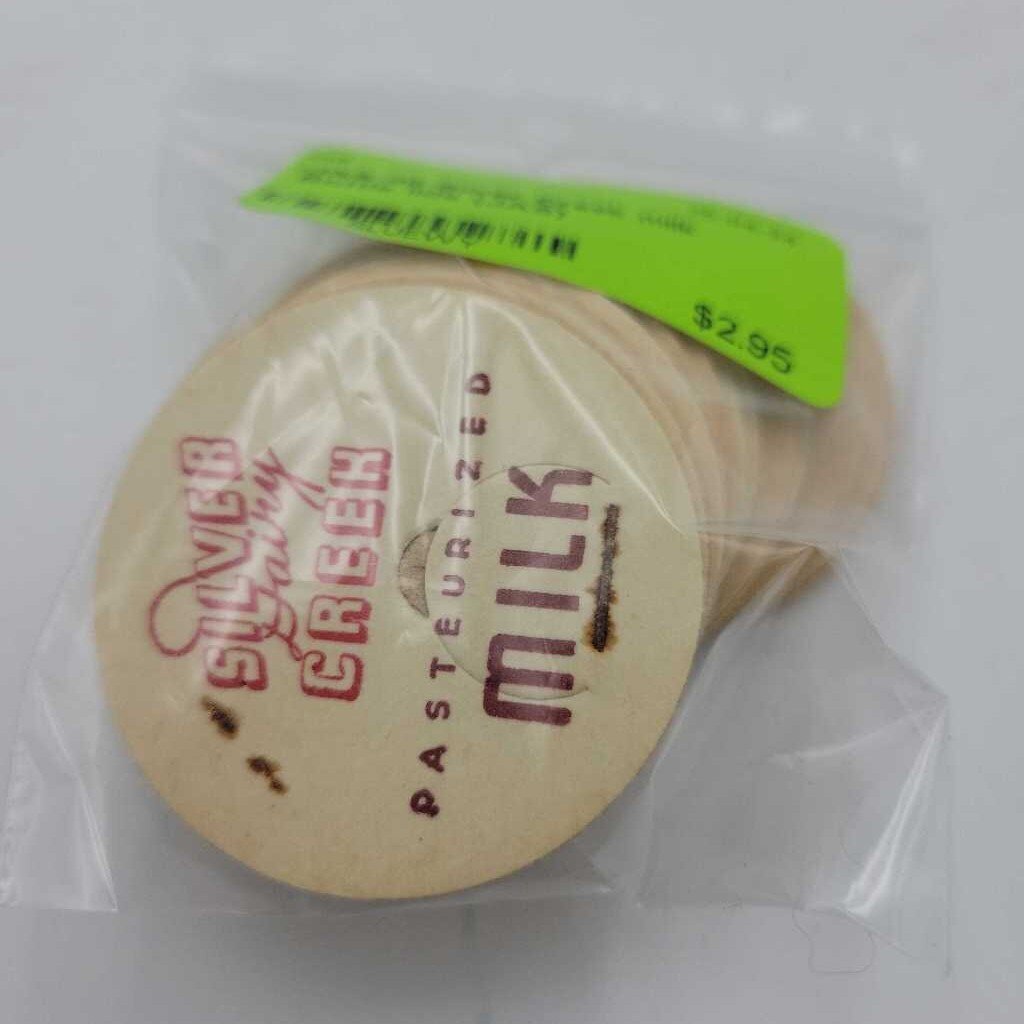 20 Silver Creek milk Bottle lids (JAS)