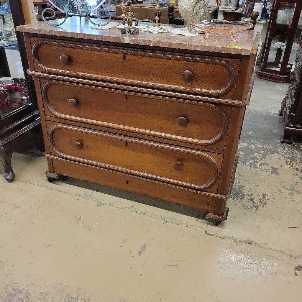 Antique Marble Top Dresser (40"x19"x35") (YVO) (504)