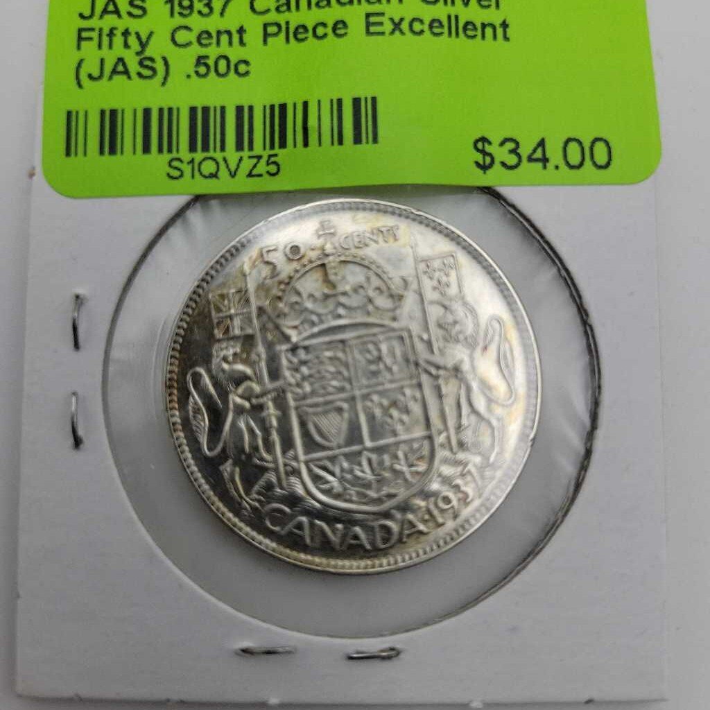 1937 Canadian Silver Fifty Cent Piece Excellent (JAS)
