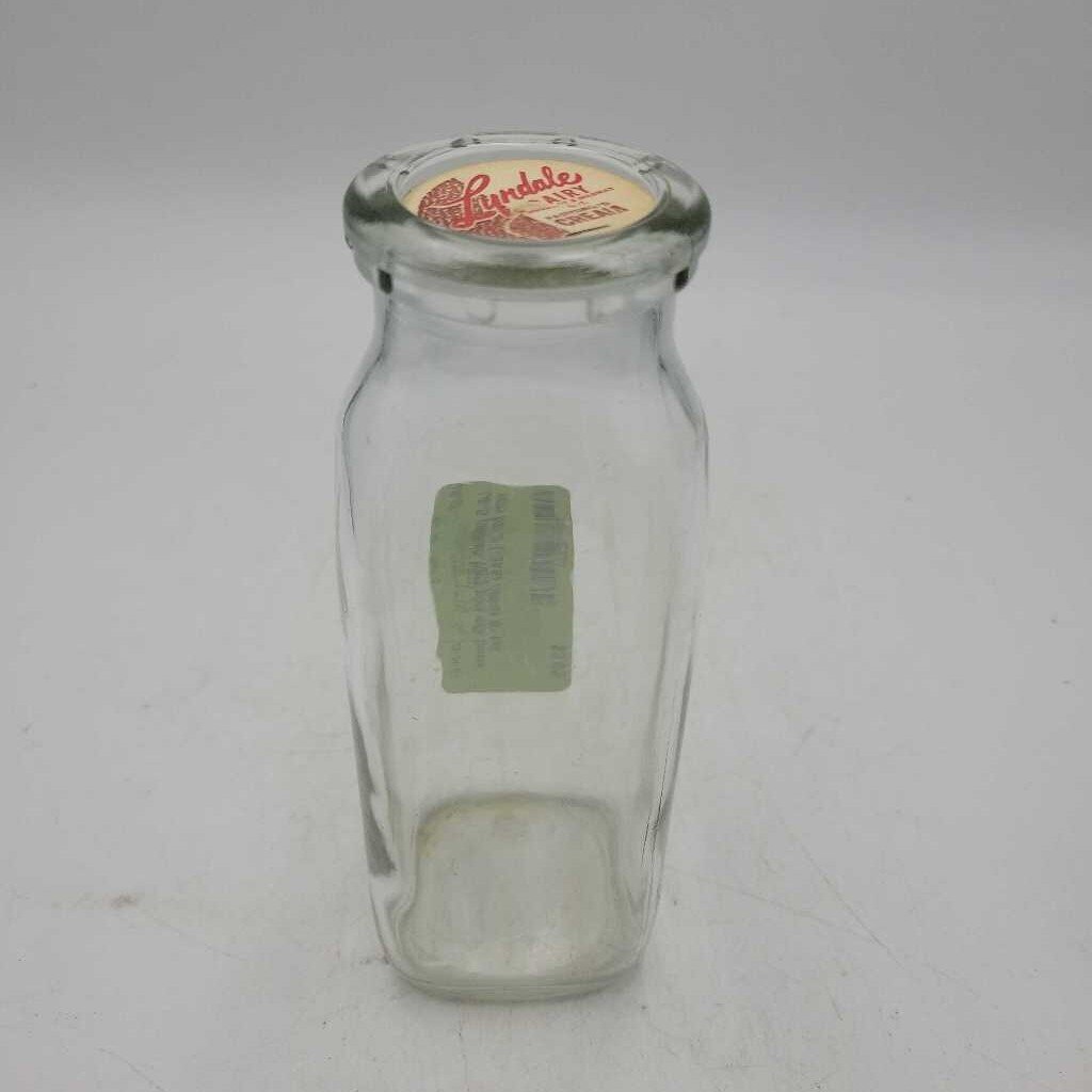 plain half pint milk bottle with lid (JAS)