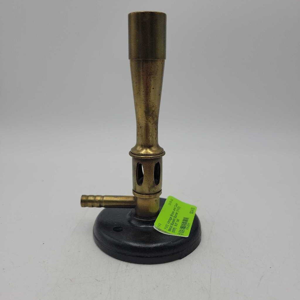 Vintage Brass and Cast Metal Bunsen Burner (YVO) (505)
