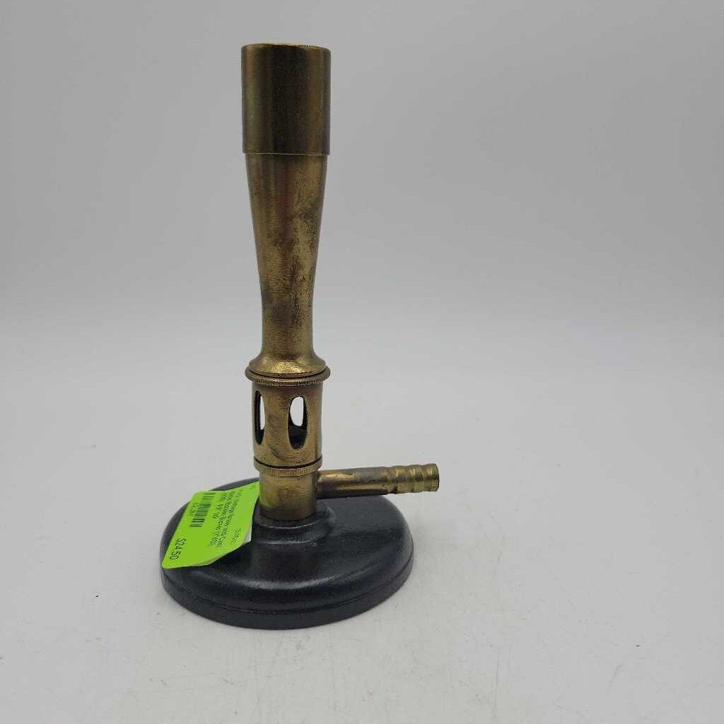 Vintage Brass and Cast Metal Bunsen Burner (YVO) (505)