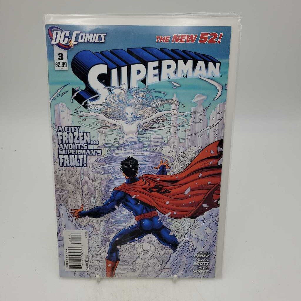 DC comic Superman, the city frozen and its superman's fault.
