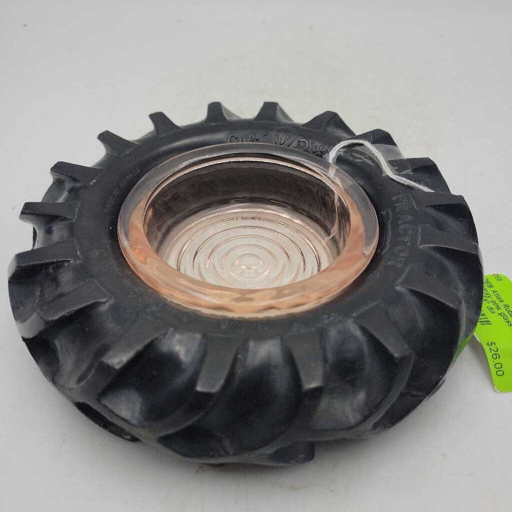 Rubber Tire Ashtray pink glass insert (DEB)