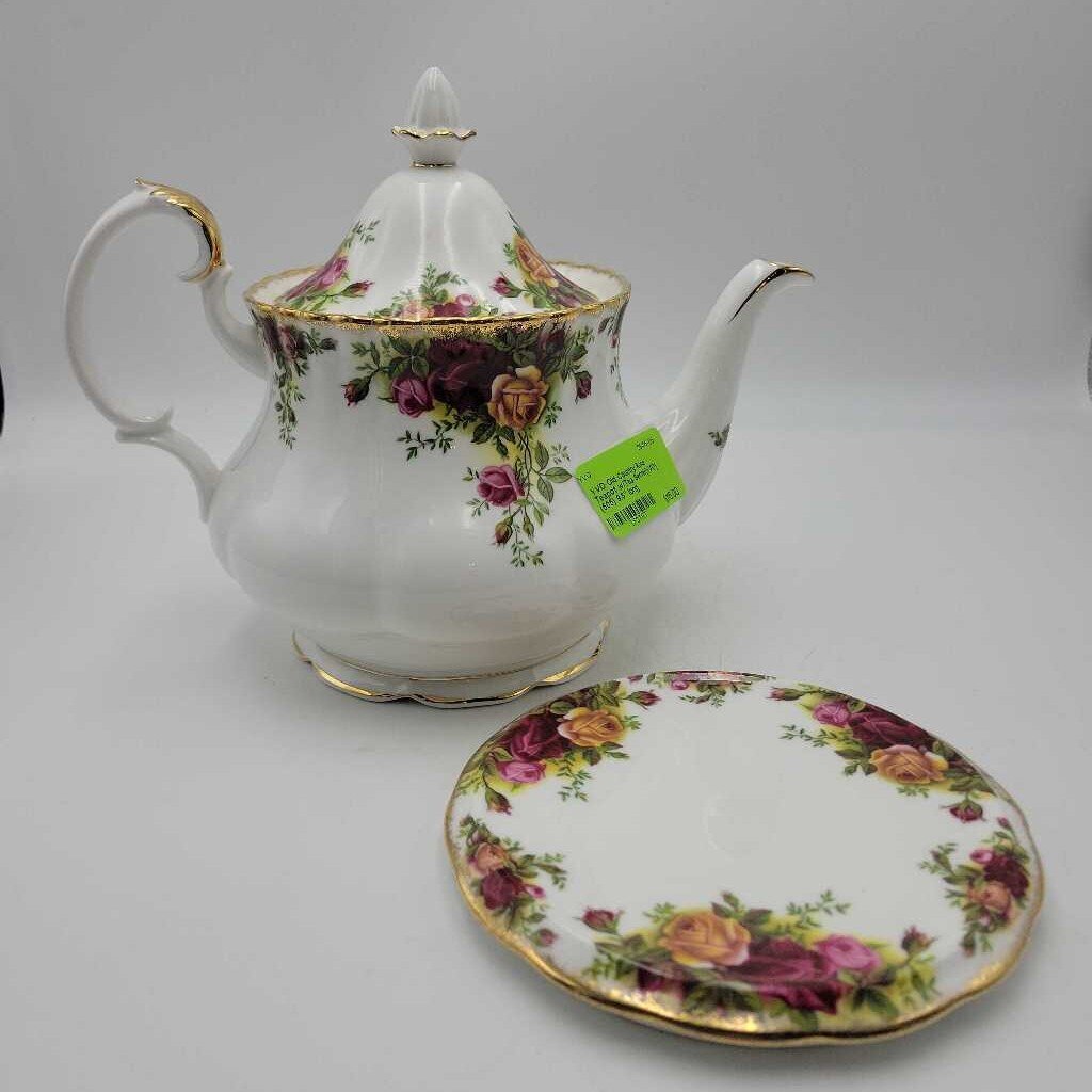 Old Country Rose Teapot w/Tea Server(YVO) (505)