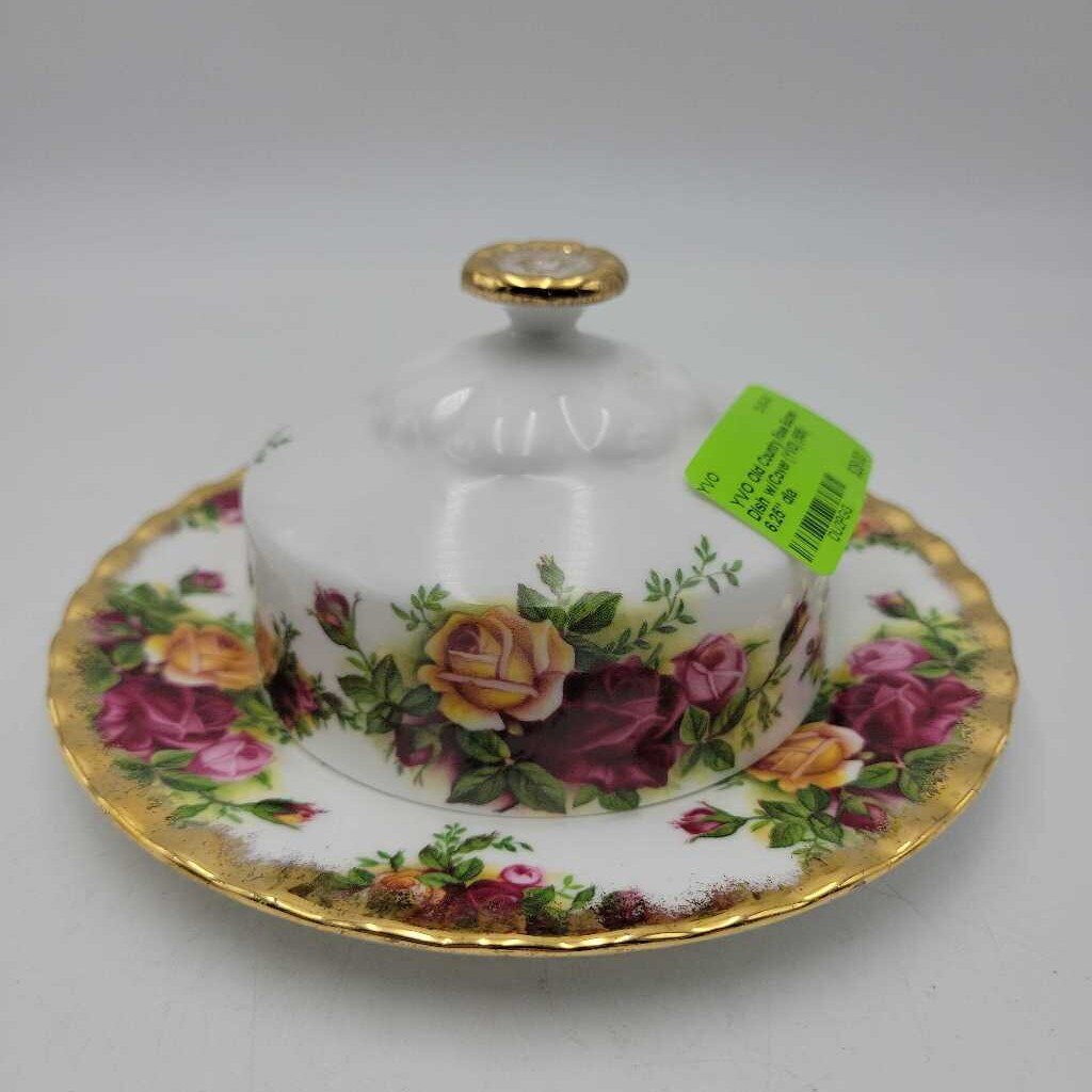 Old Country Rose Butter Dish w/Cover (YVO) (505) Royal Albert