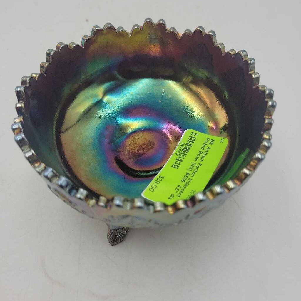Antique Fenton Iridescent Foted Bowl (NS) #536