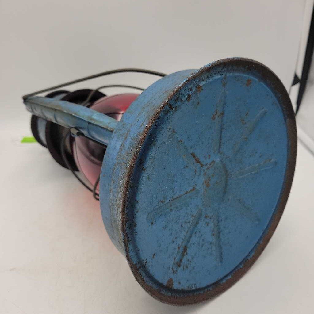 Blue Dietz #8 Red Globe Lantern Barn Lamp (GEC)
