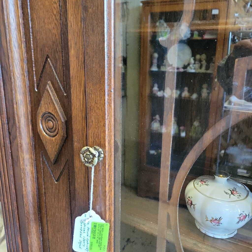 1920's Jacobean style Oak China Cabinet (NS) 548