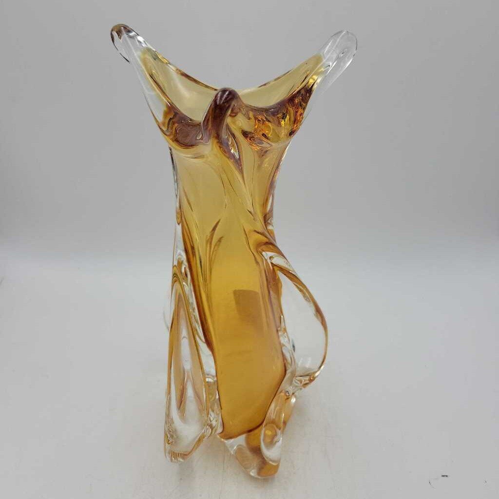 MCM-Honey Amber Swirl Vase- Chalet Glass (LOR)