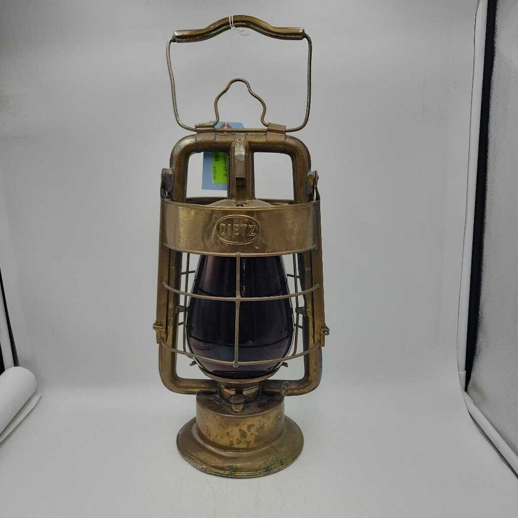 Brass FIRE DEPT. Red Globe Lantern Dietz (DR)