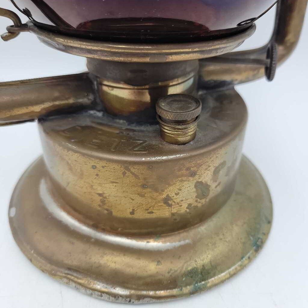 Brass FIRE DEPT. Red Globe Lantern Dietz (DR)