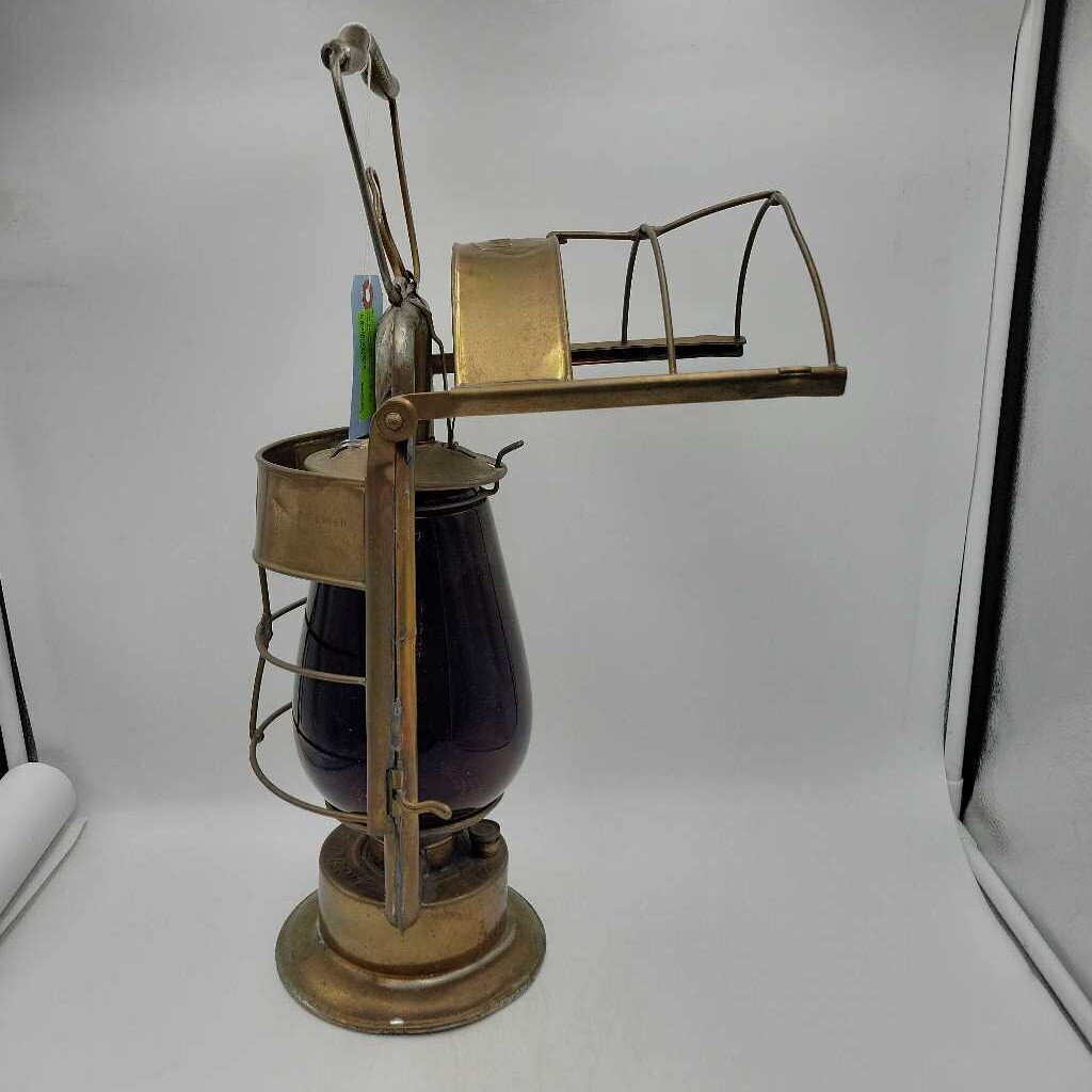 Brass FIRE DEPT. Red Globe Lantern Dietz (DR)