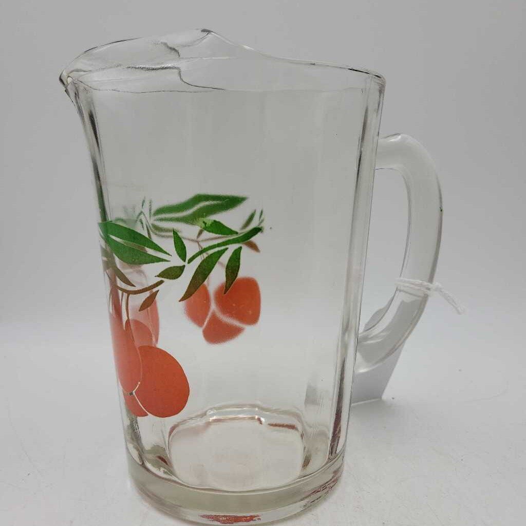 MCM Anchor Hocking Juice Pitcher Cherry Pattern (LOR)