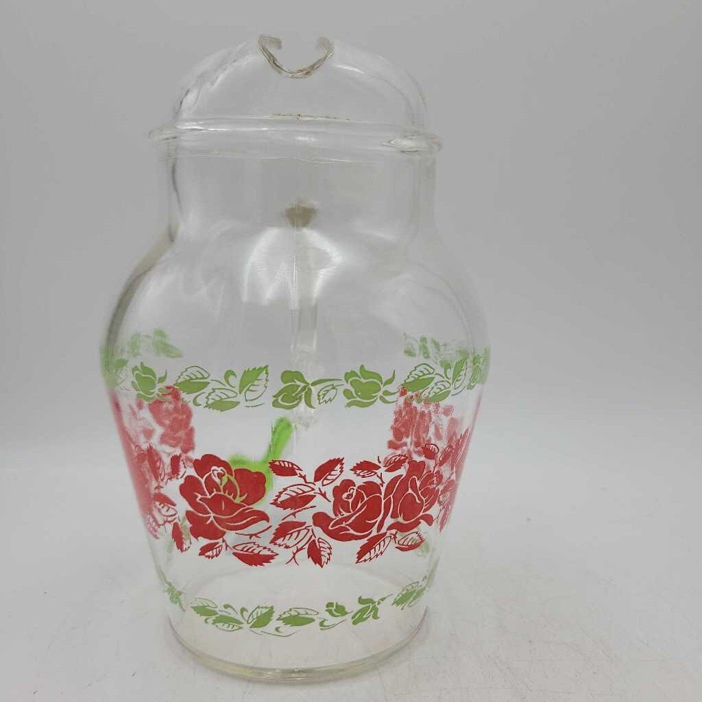 Vintage Glass Juice Pitcher (Rose motif) (LOR)