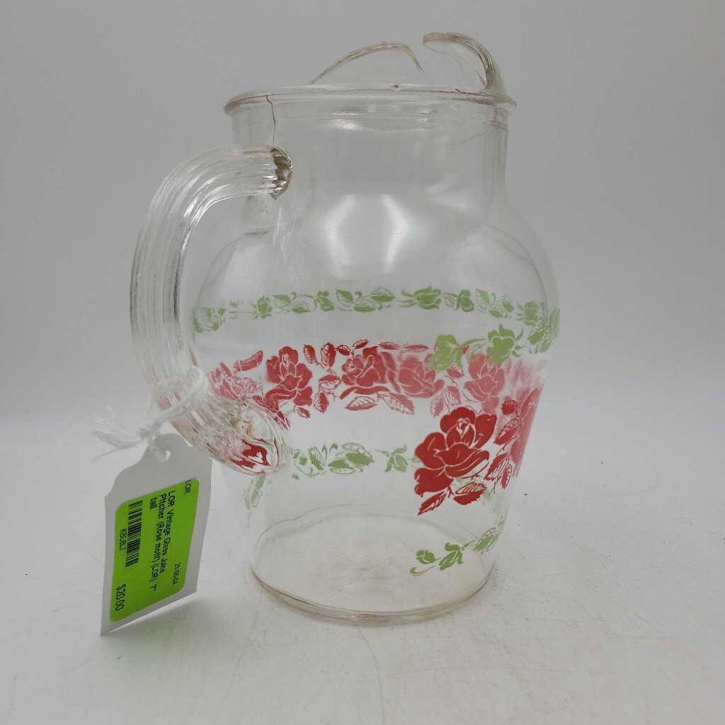 Vintage Glass Juice Pitcher (Rose motif) (LOR)