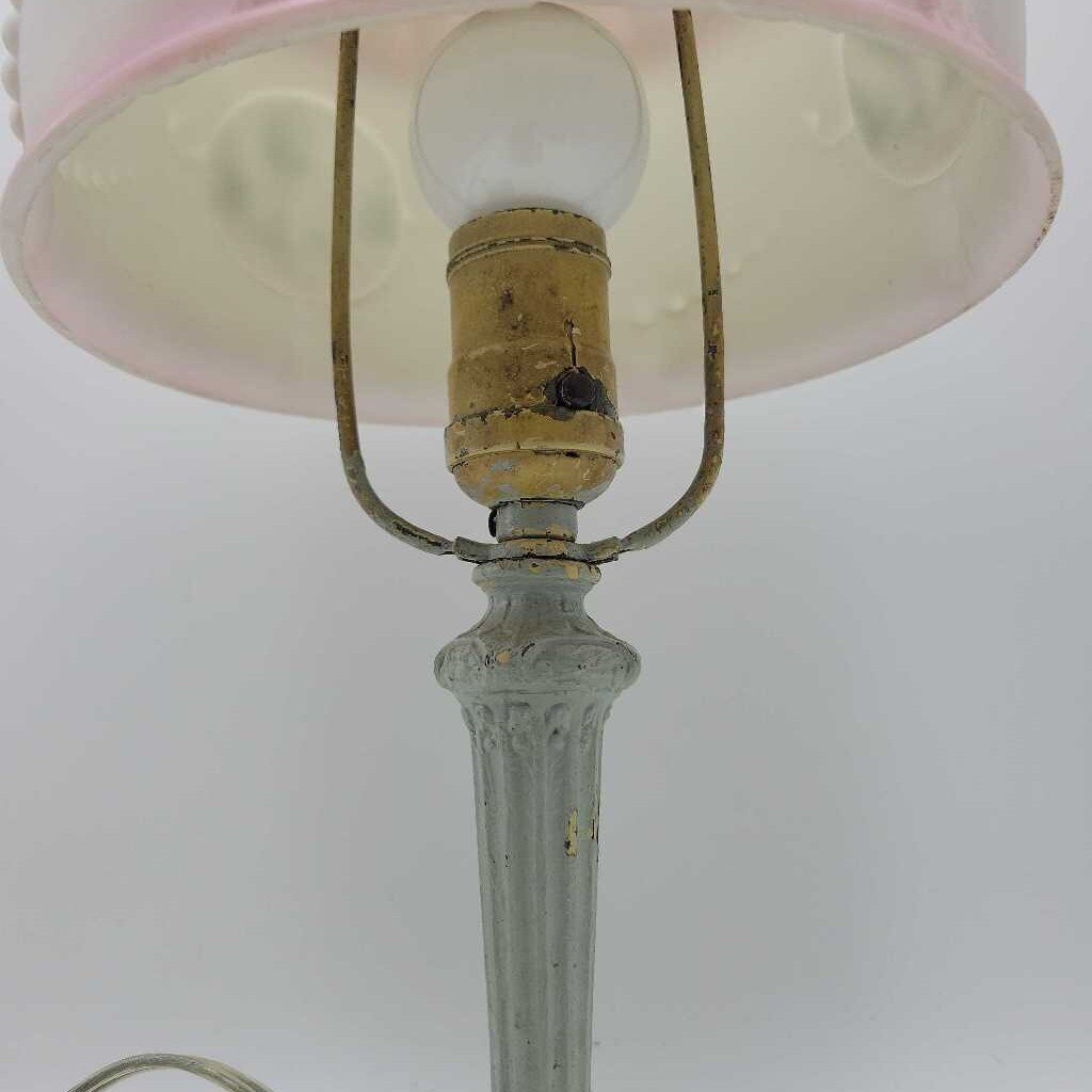 Cast Metal Base lamp Beautiful Frosted Glass shade1930's (DS) 2137