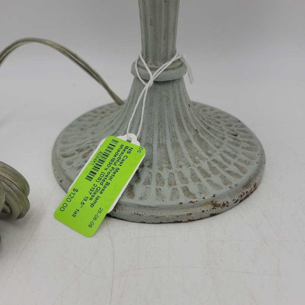 Cast Metal Base lamp Beautiful Frosted Glass shade1930's (DS) 2137