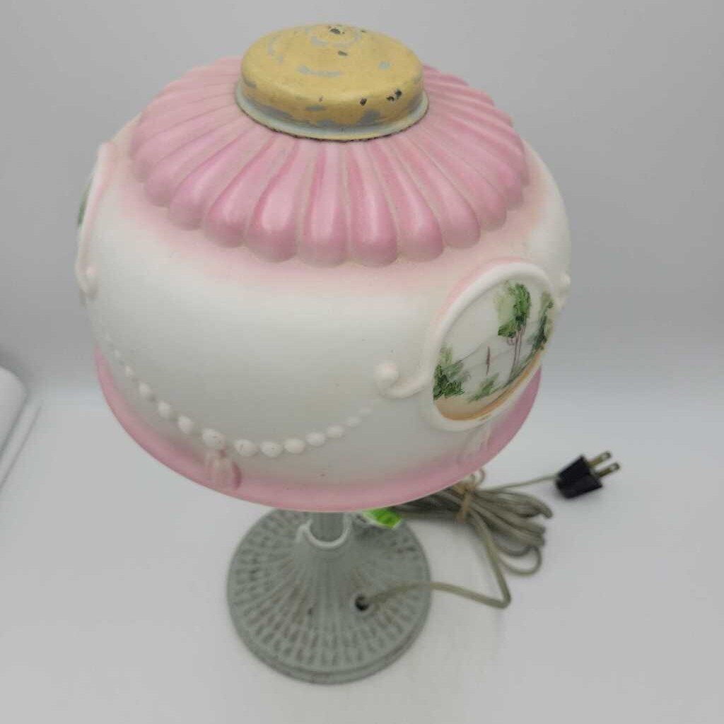 Cast Metal Base lamp Beautiful Frosted Glass shade1930's (DS) 2137