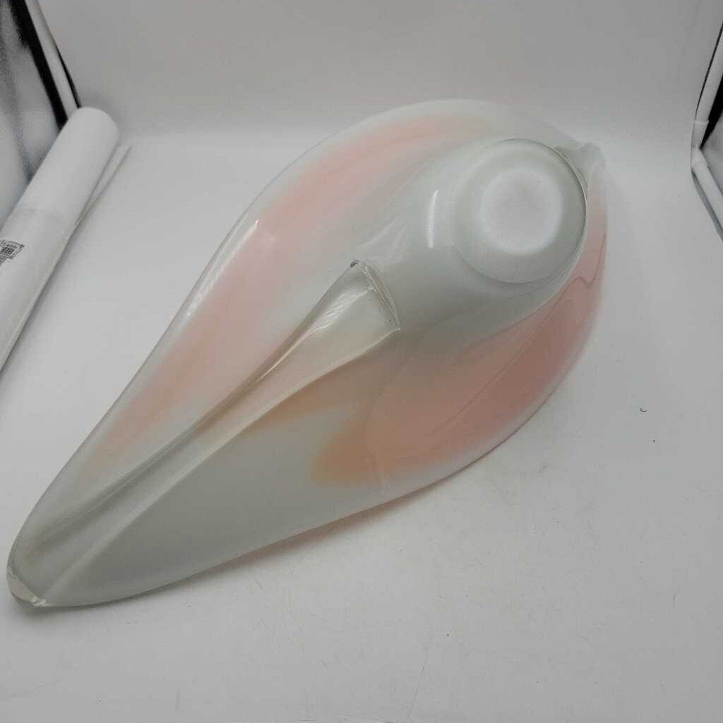 Orange Swirl Art Glass vase bowl dish (YVO) (506)