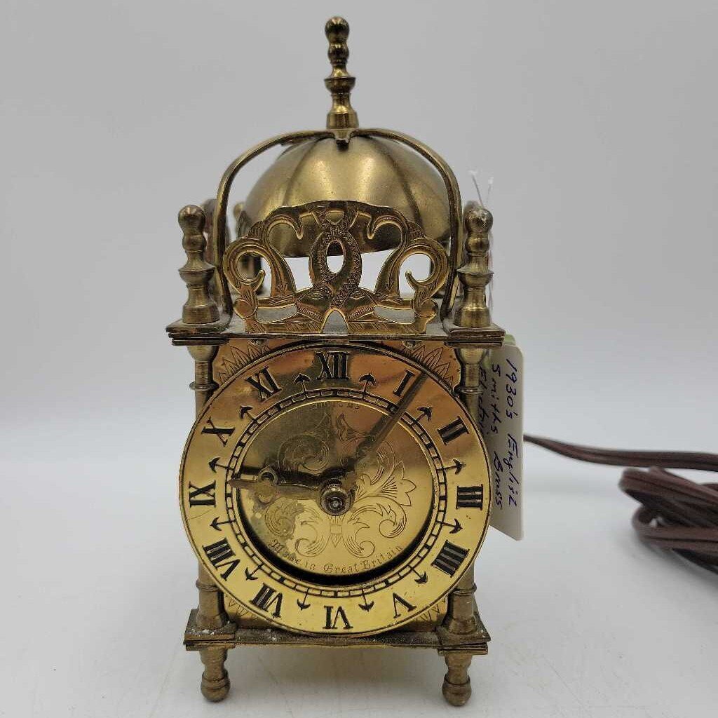 1930's English Smiths Brass Electric Lantern Clock (JL)