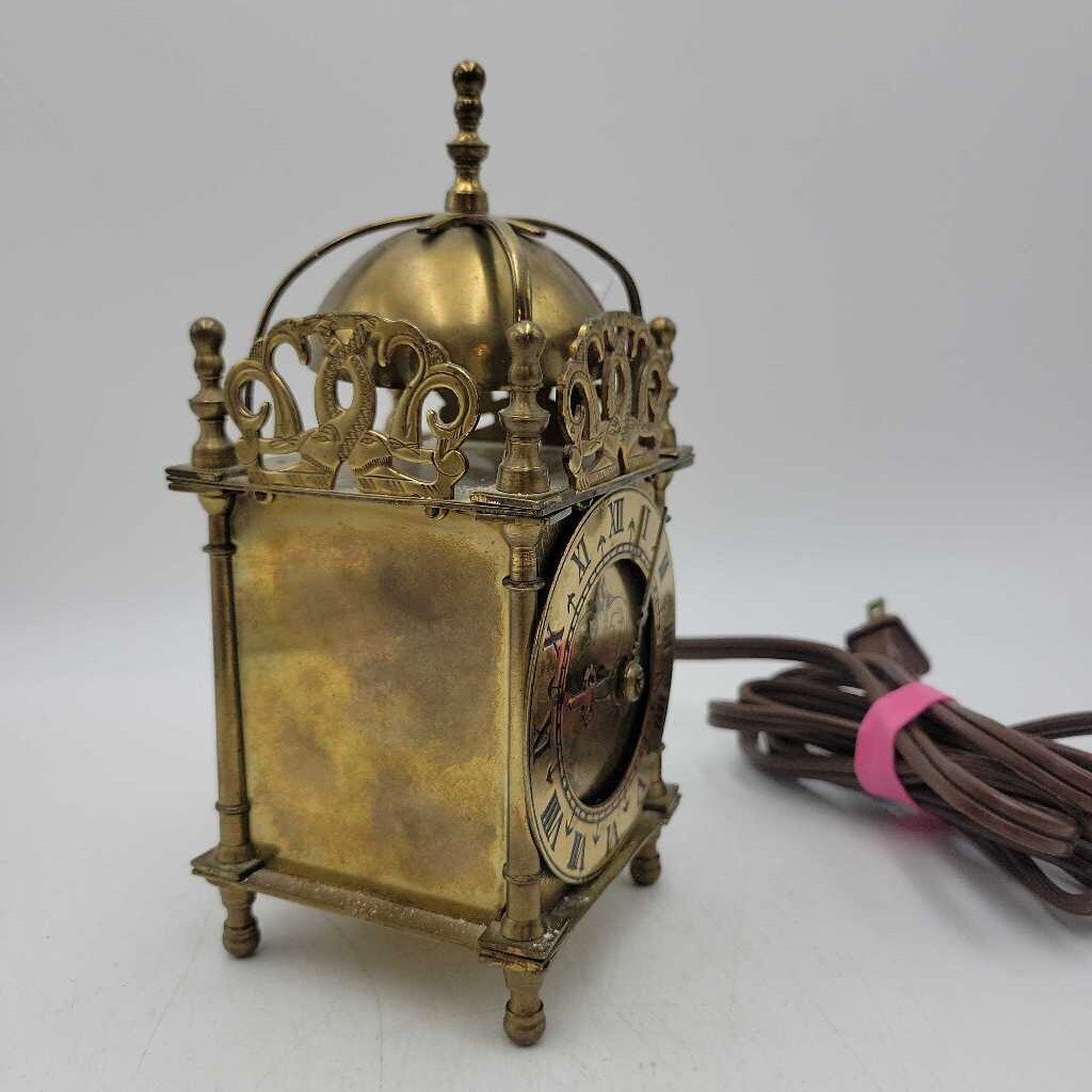 1930's English Smiths Brass Electric Lantern Clock (JL)