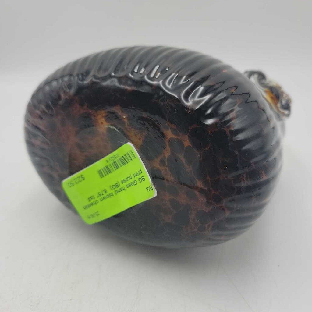 Glass hand blown cheetah print purse (BG)
