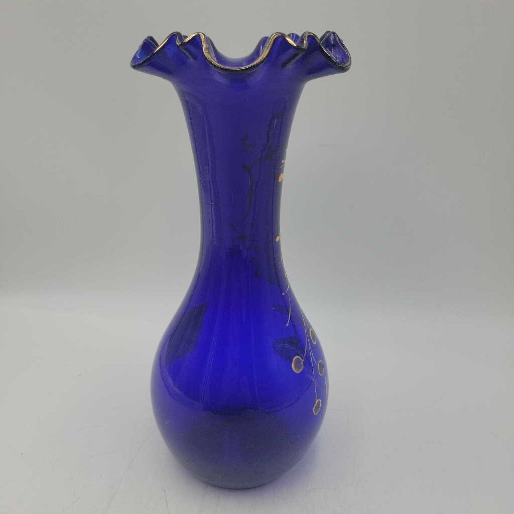 Cobalt Blue Vase Hand Painted (JAS)