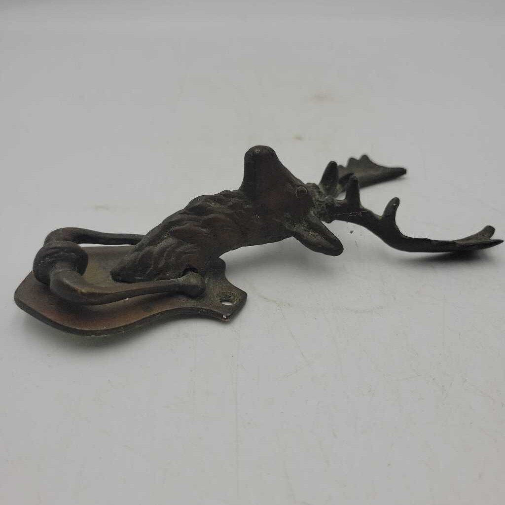 Old Brass Door Knocker Stag Buck (DR)