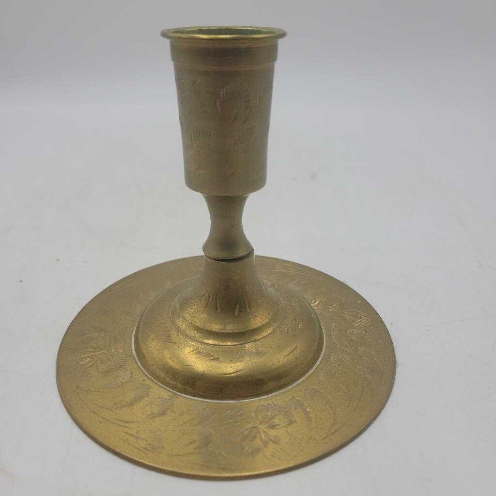 4" Etched Brass Candlestick (0660)