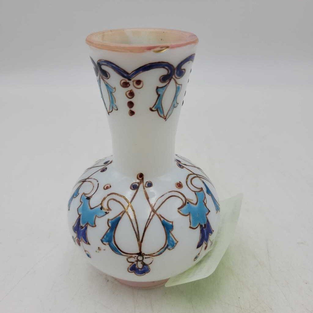 Milk Glass Vase Hand Painted (LIND) N072
