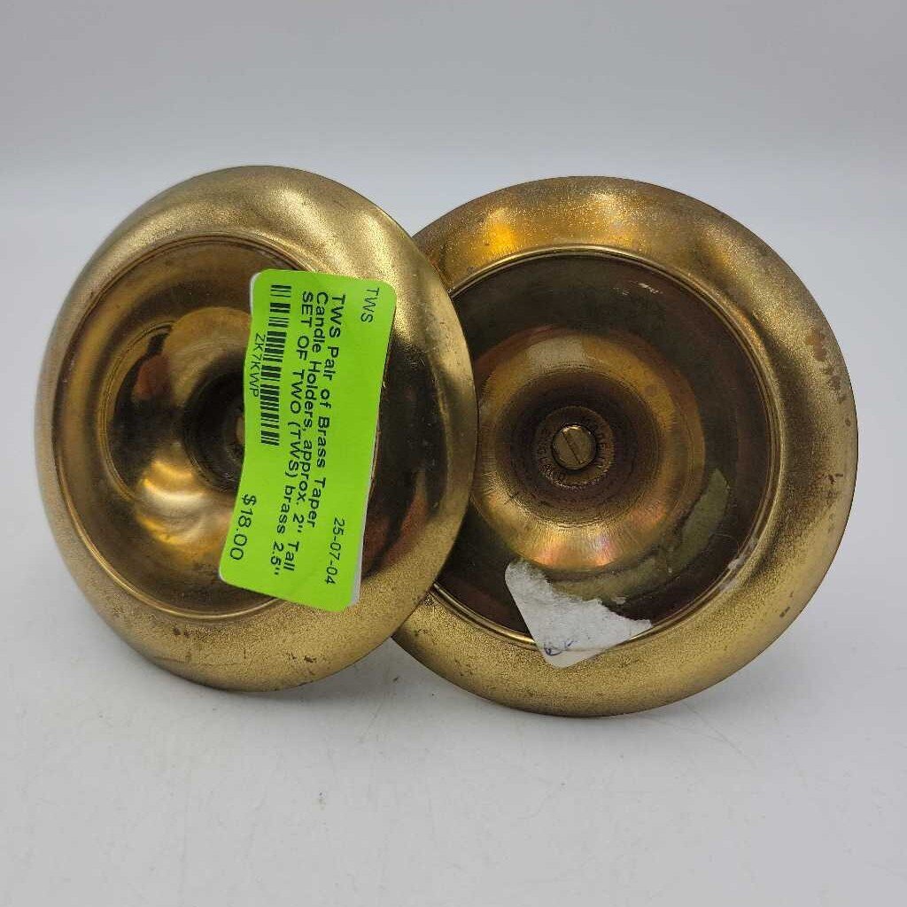Pair of Brass Taper Candle Holders, approx. 2" Tall SET OF TWO (TWS)