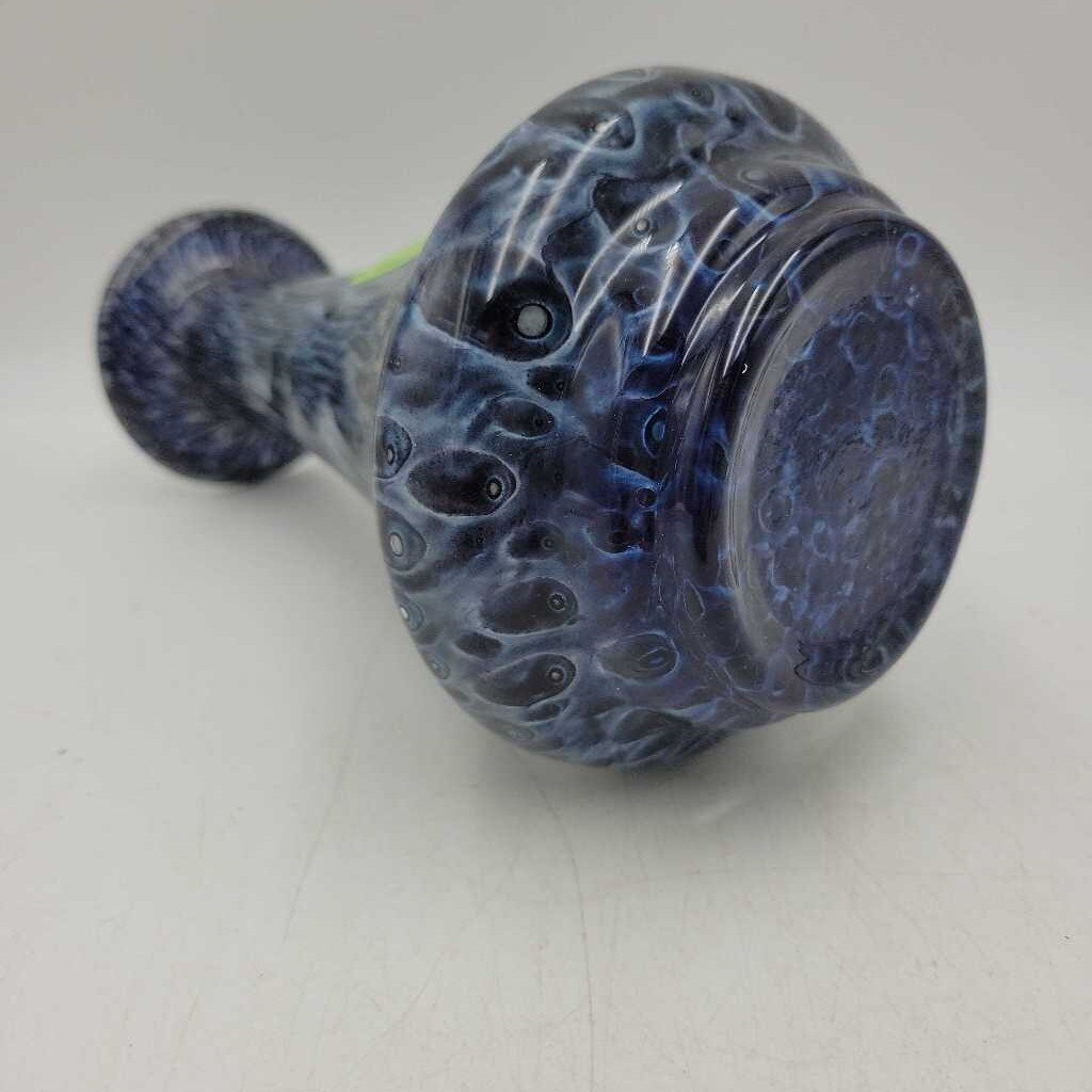 Modelled blue Polish art glass vase (SBG)