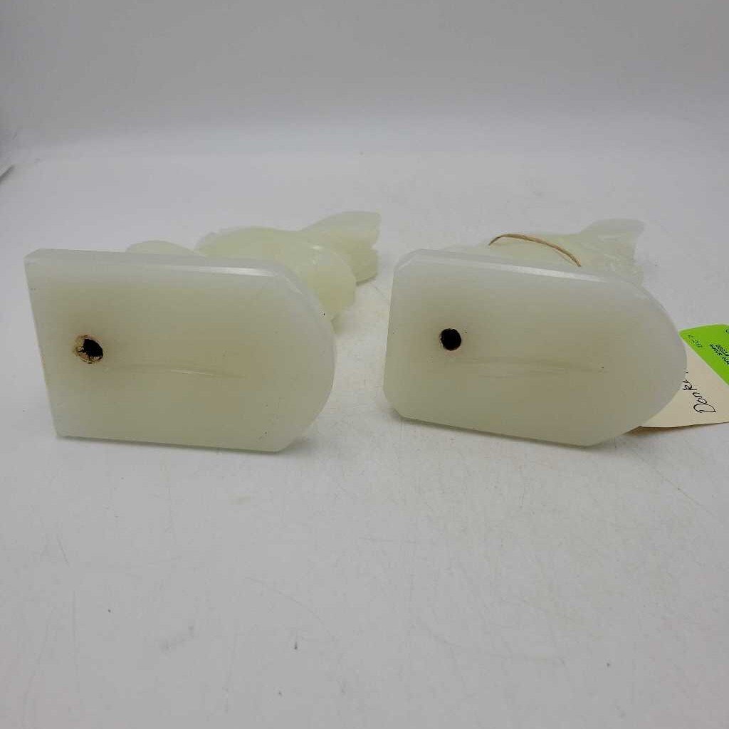 Pair of White Stone Donkey Bookends #2366 (MCC)