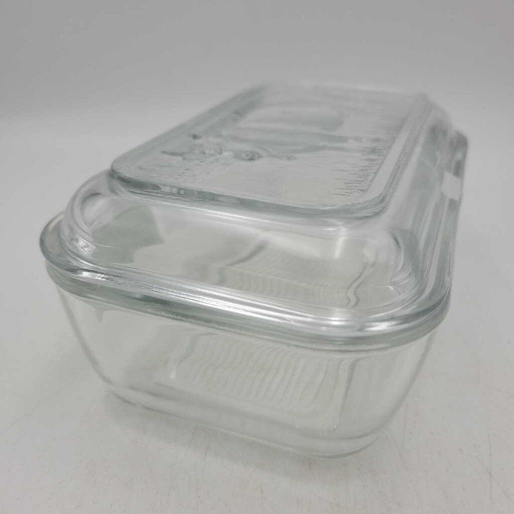 Arcoroc Clear Glass Cow Theme Butter Dish (1059)
