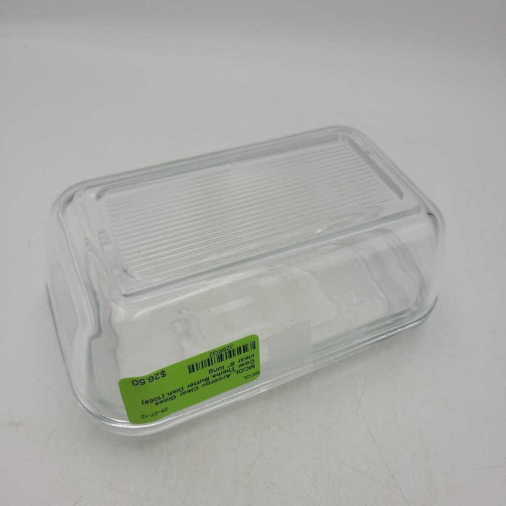 Arcoroc Clear Glass Cow Theme Butter Dish (1059)