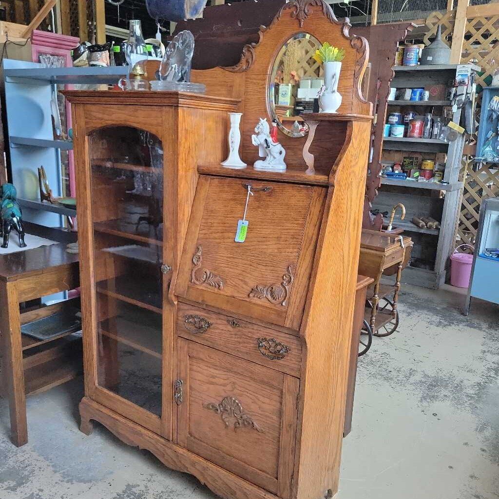 Oak Secretary Desk Bookcase (NS)