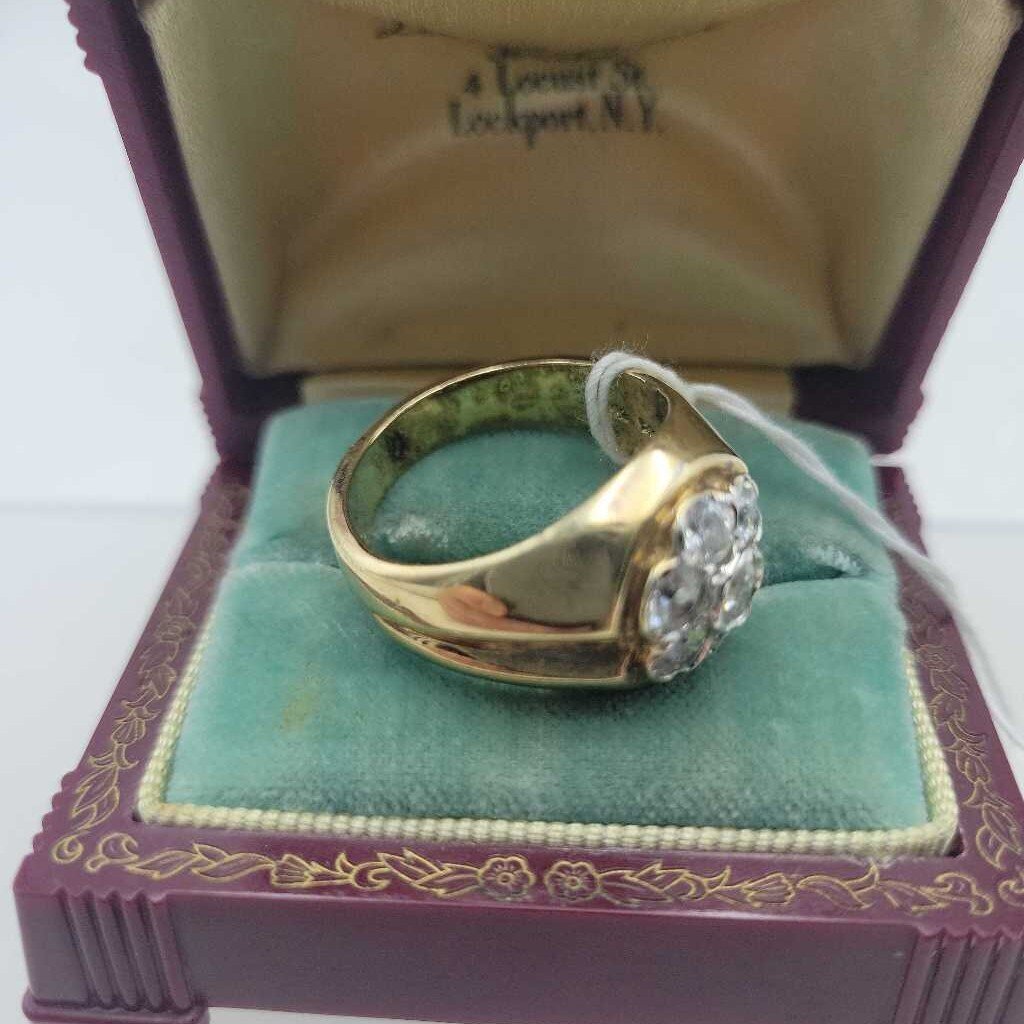 Gold over Sterling Men's Ring, Glass Stones - 12646 (VT)