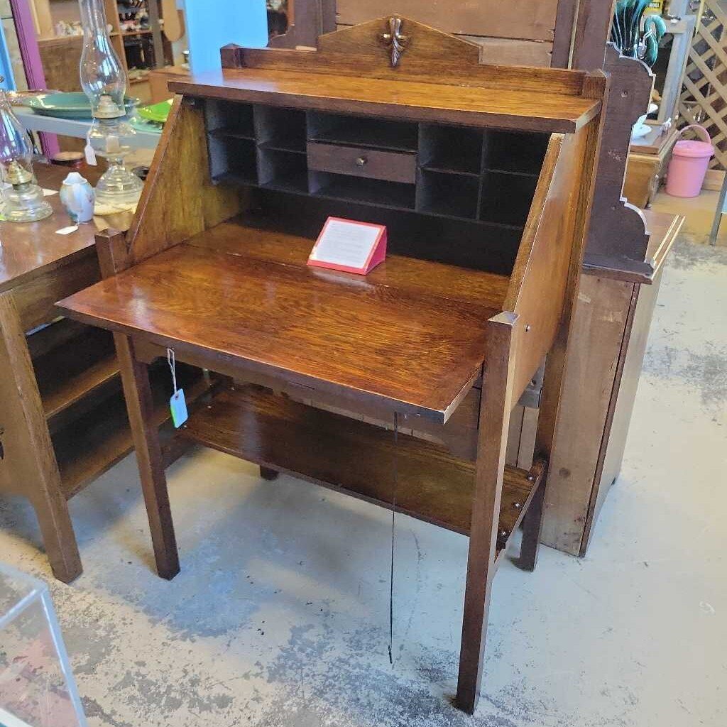 Art's and Craft's Antique Drop front desk with key (NS) 563