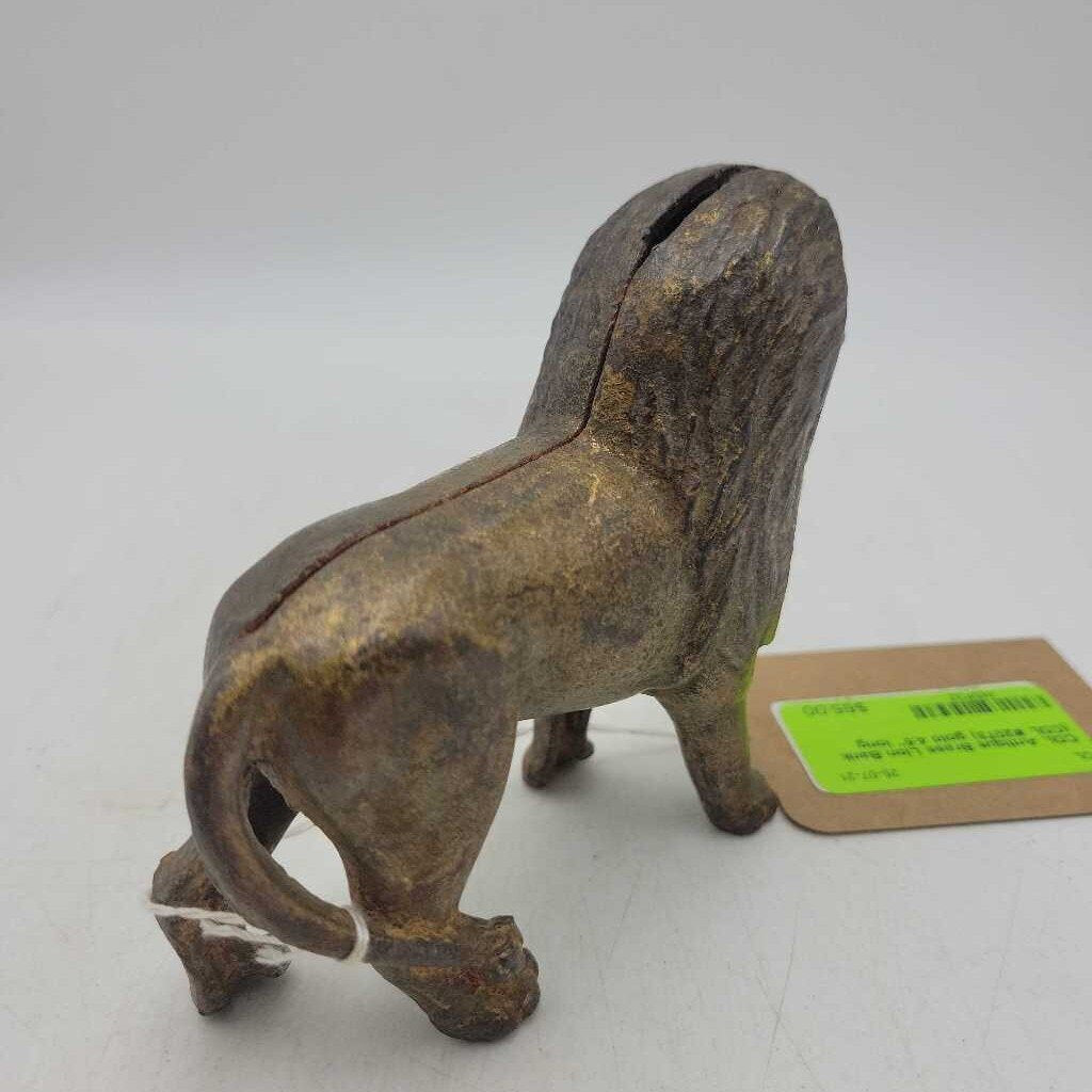 Antique Brass Lion Bank (COL #2073)