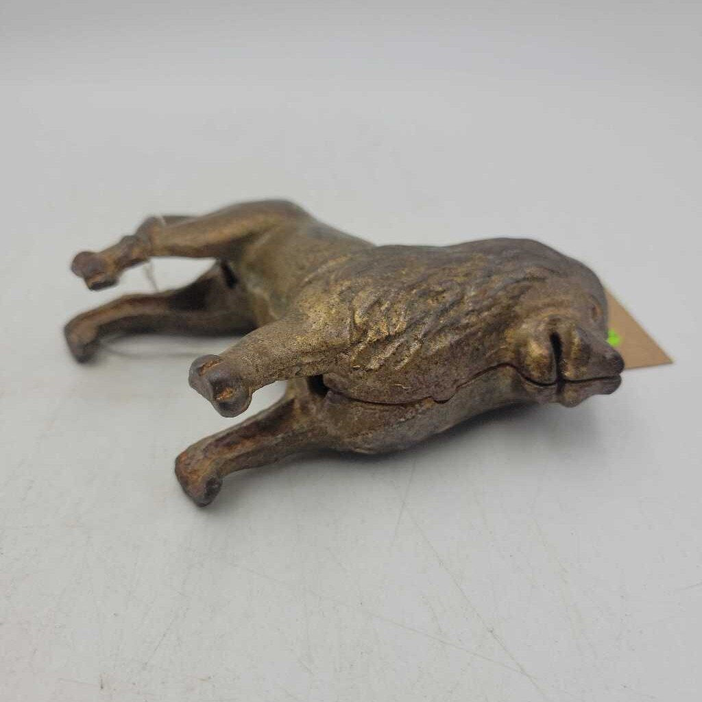 Antique Brass Lion Bank (COL #2073)