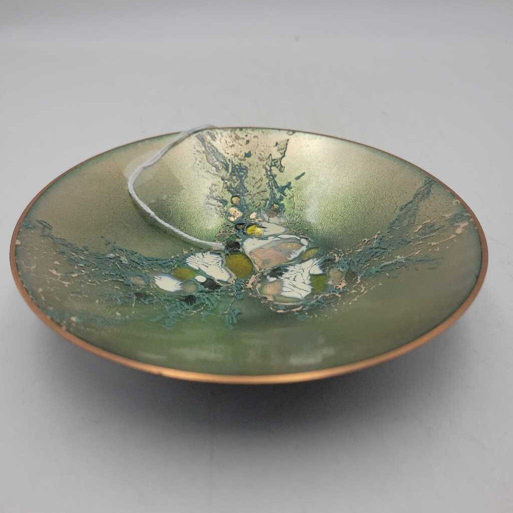 Copper Dish Enamelled Finished Signed (DEB)