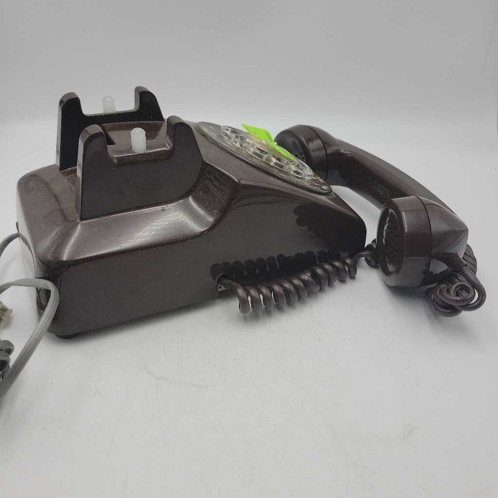 Brown Rotary Dial Desk Phone (JFH)