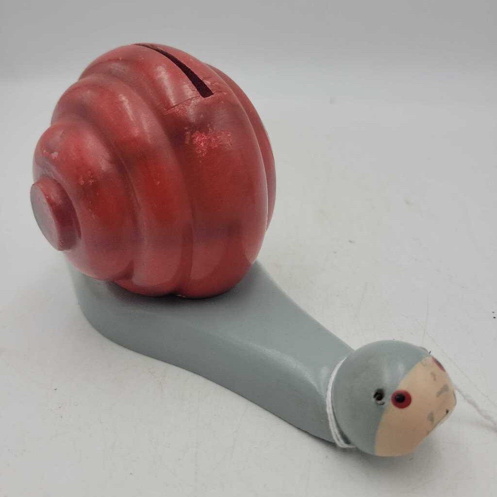 Vintage Jouets Lardy France Snail Wooden Coin Bank (RHA)