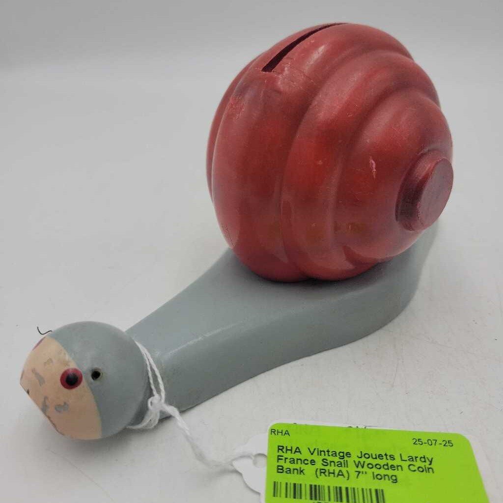 Vintage Jouets Lardy France Snail Wooden Coin Bank (RHA)